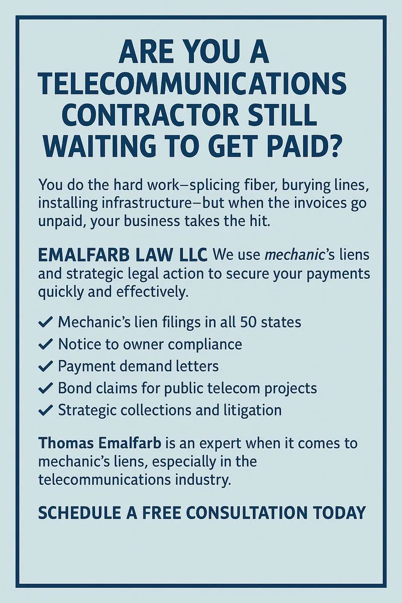 Telecommunications Contractor Mechanic Lien Services